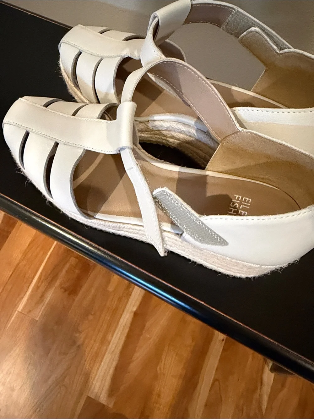 Eileen Fisher Cream Tilly Leather Espadrille Wedge Sandal Sz 9. Never worn. New